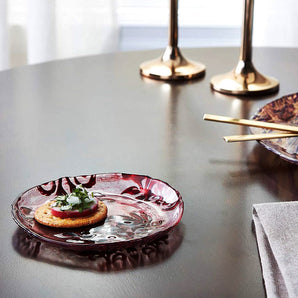 DAMASK Red Velvet Gilded Glass Canapé Plates