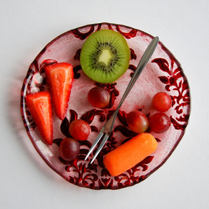 DAMASK Red Velvet Gilded Glass Canapé Plates